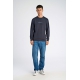 Lindbergh Navy sweatshirt med logoprint O-hals til herre