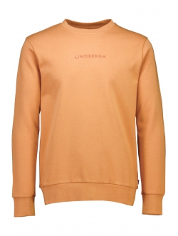 Lindbergh Peach sweatshirt med logoprint O-hals til herre