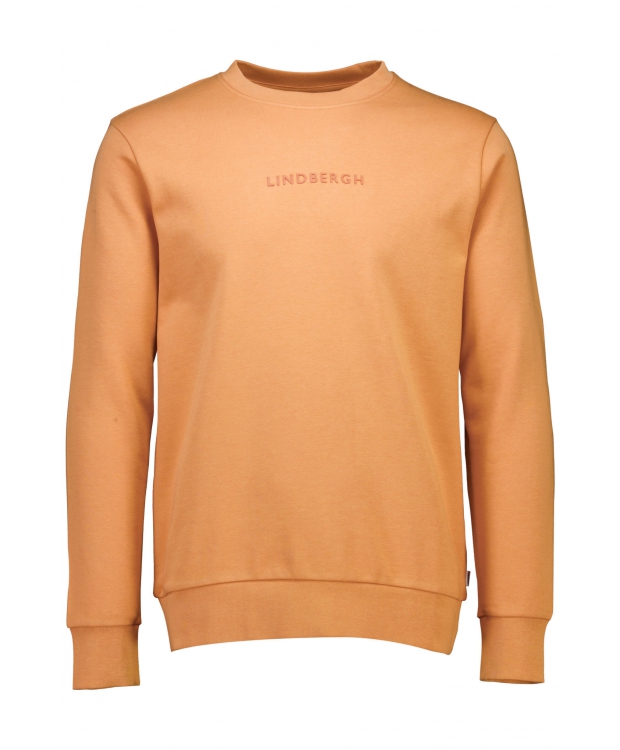 Lindbergh Peach sweatshirt med logoprint O-hals til herre