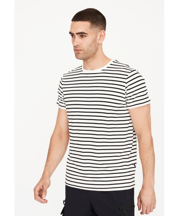 Resteröds Bambus T-shirt i hvid med sorte striber til herre