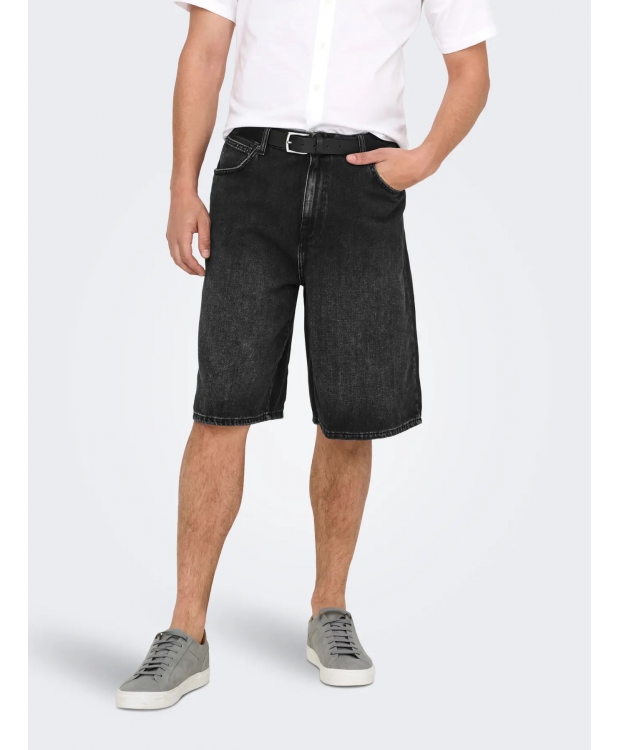 ONLY & SONS Denimshorts i sort til herre