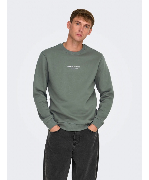 ONLY & SONS Sweatshirt Crew Neck i Castor Gray til herre