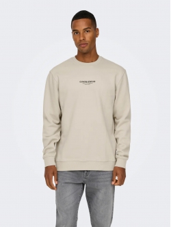ONLY & SONS Sweatshirt Crew Neck i  Silver Lining til herre