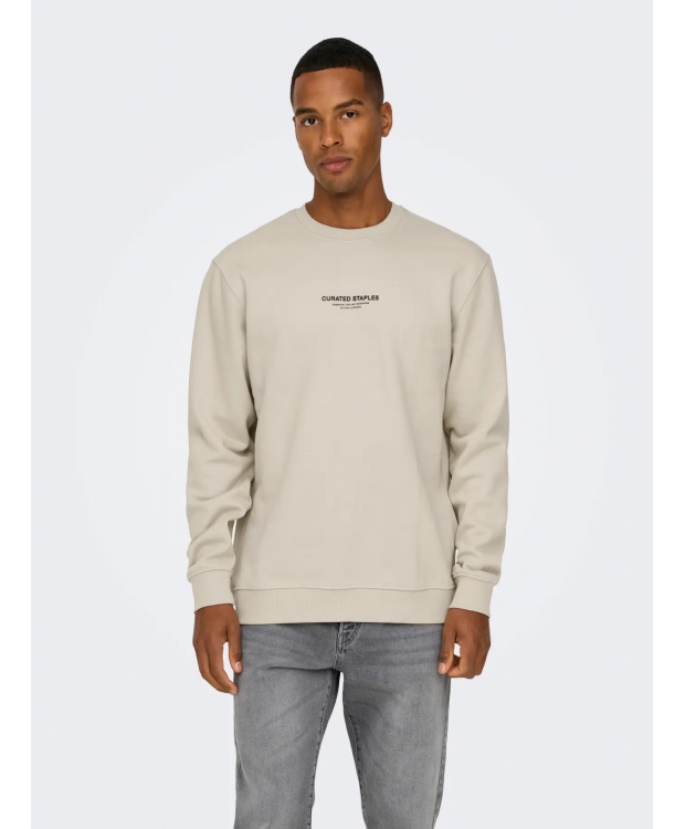 ONLY & SONS Sweatshirt Crew Neck i  Silver Lining til herre