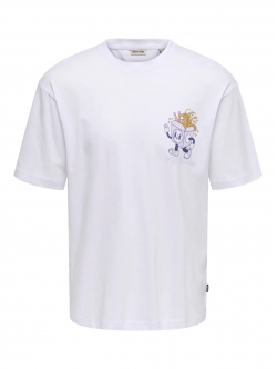 ONLY & SONS t-shirt med Chinatown Noodles print i hvid til herre