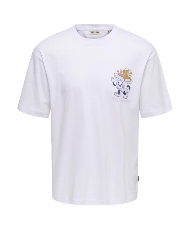 ONLY & SONS t-shirt med Chinatown Noodles print i hvid til herre