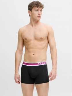 Jack & Jones 3-pak underbukser i sort med farvet elastik til herre