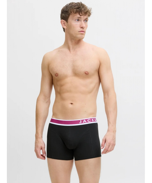Jack & Jones 3-pak underbukser i sort med farvet elastik til herre