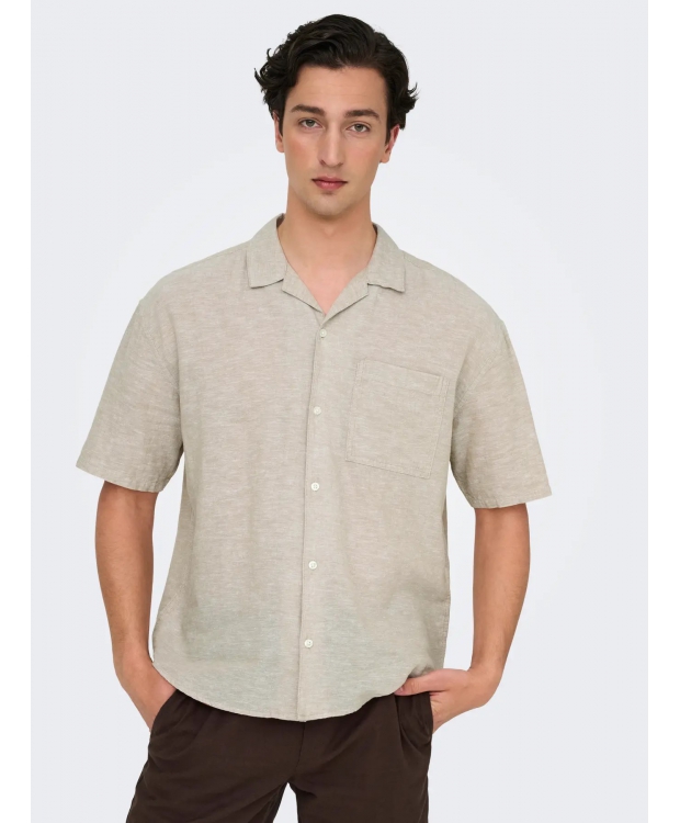 ONLY & SONS T-shirt skjorte i Beige til herre