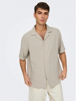 ONLY & SONS Beige T-shirt skjorte til herre