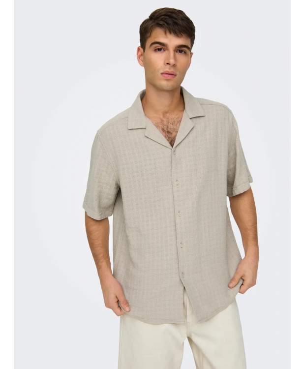 ONLY & SONS Beige T-shirt skjorte til herre