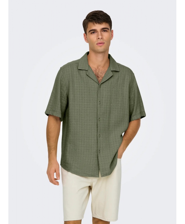 ONLY & SONS Olivenfarvet T-shirt skjorte til herre