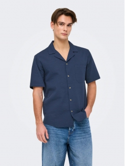 ONLY & SONS T-shirt skjorte i Navy Blazer til herre