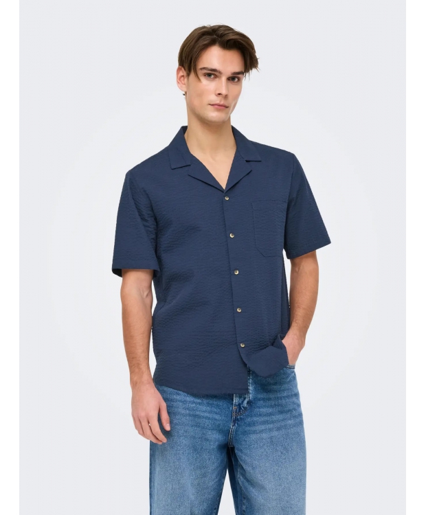 ONLY & SONS T-shirt skjorte i Navy Blazer til herre