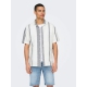 ONLY & SONS T-shirt skjorte i Cloud Dancer med striber til herre