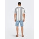 ONLY & SONS T-shirt skjorte i Cloud Dancer med striber til herre