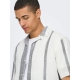 ONLY & SONS T-shirt skjorte i Cloud Dancer med striber til herre