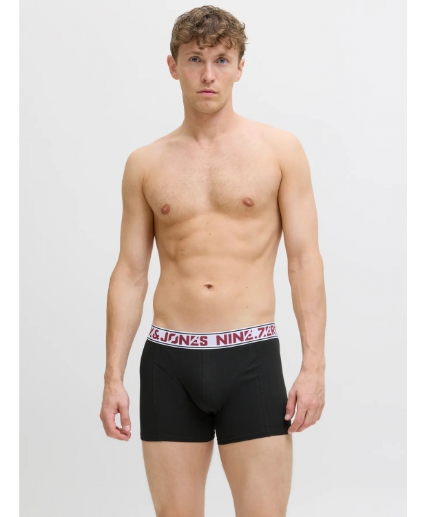Jack & Jones 3pak trunks i mørke nuancer med farvet elastik til herre