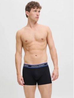 Jack & Jones 3pak trunks i forskellige farver med farvet elastik til herre