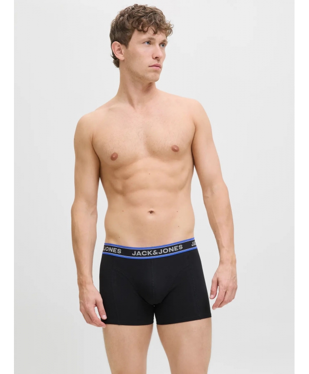 Jack & Jones 3pak trunks i forskellige farver med farvet elastik til herre