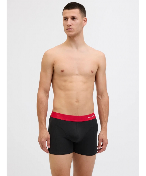 Jack & Jones 3pak trunks i sort med farvet bånd til herre