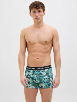 Jack & Jones 3pak trunks i grønne nuancer med print til herre