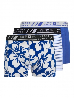 Jack & Jones 3pak trunks i blå nuancer med print til herre