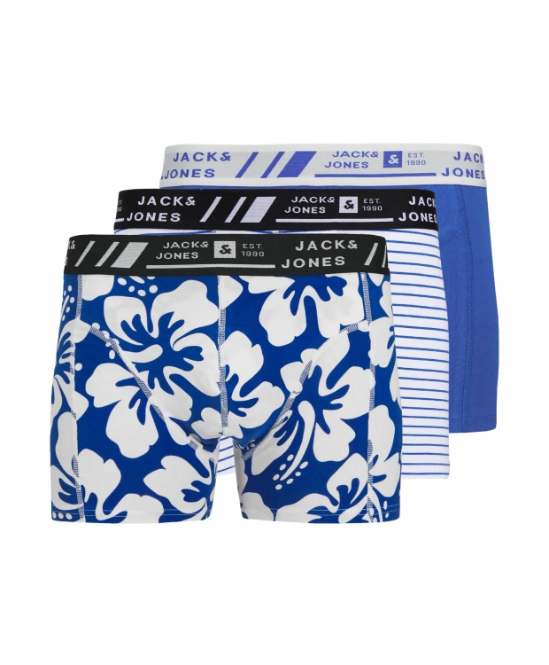 Jack & Jones 3pak trunks i blå nuancer med print til herre