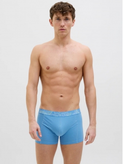 Jack & Jones 3pak trunks i blå nuancer med mønstret elastik til herre