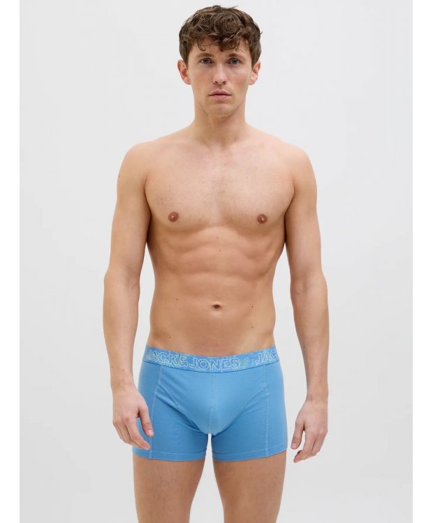Jack & Jones 3pak trunks i blå nuancer med mønstret elastik til herre