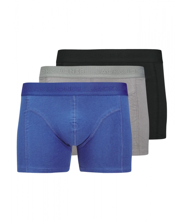 Jack & Jones 3pak boksershorts/trunks i blå, grå og sort til herre