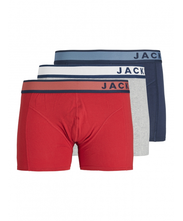 Jack & Jones 3pak underbukser i rød, blå og grå til herre