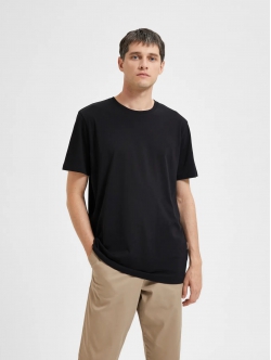 Selected O-NECK t-shirt i sort til herre