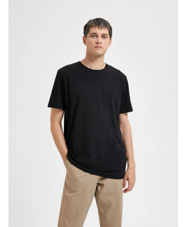 Selected O-NECK t-shirt i sort til herre