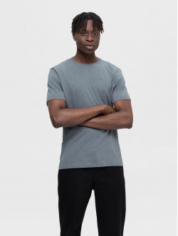Selected O-NECK t-shirt i grå til herre
