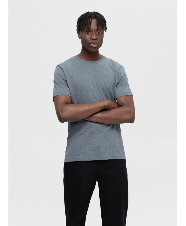 Selected O-NECK t-shirt i grå til herre