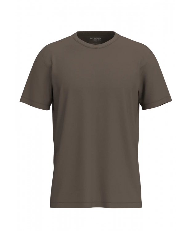Selected O-NECK t-shirt i brun til herre
