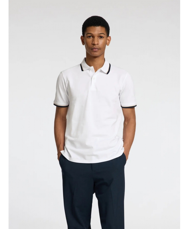 Selected kortærmet Atlas polo i hvid til herre