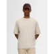 Selected t-shirt med rund hals i beige til herre