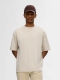 Selected t-shirt med rund hals i beige til herre