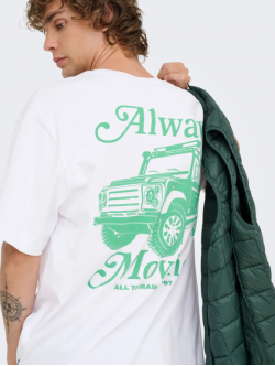 ONLY & SONS t-shirt i Bright White til herre | Relaxed fit |