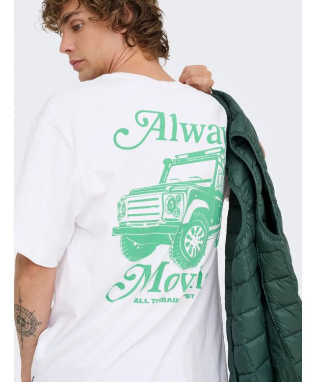 ONLY & SONS t-shirt i Bright White til herre | Relaxed fit |