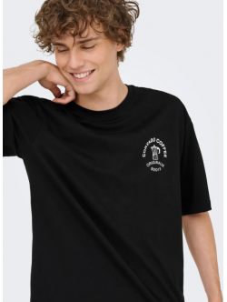 ONLY & SONS t-shirt i Black til herre med print | Relaxed fit |