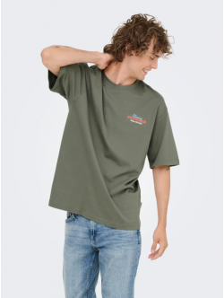 ONLY & SONS t-shirt med Chinatown Noodles print i Cator Grey til herre