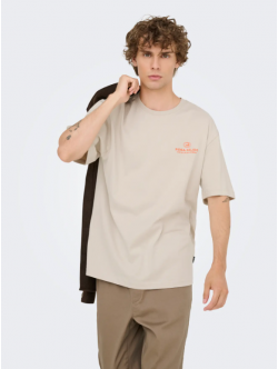 ONLY & SONS t-shirt med Rosa Palido print i Silver Lining til herre
