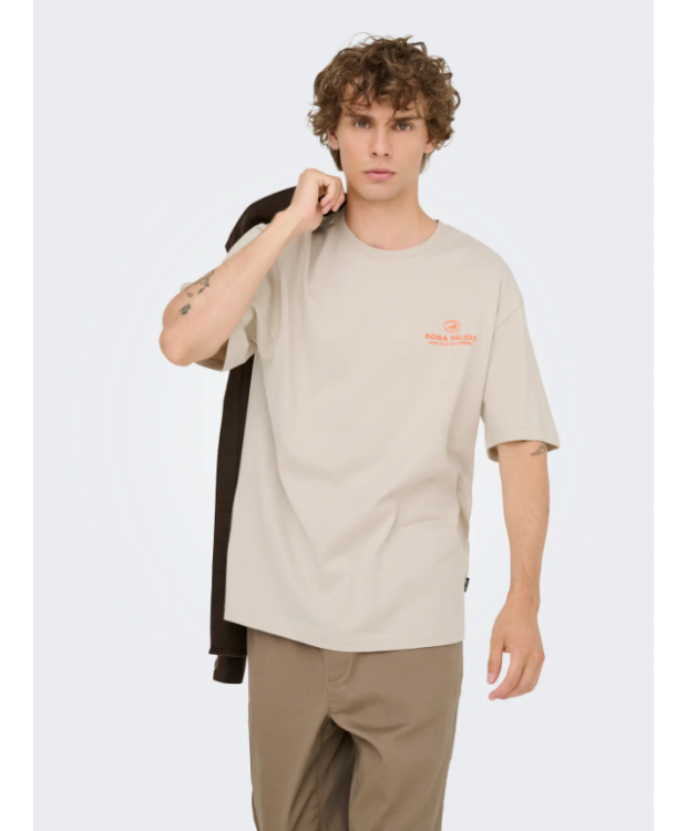 ONLY & SONS t-shirt med Rosa Palido print i Silver Lining til herre