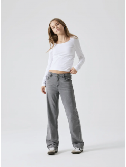 LMTD NLFTARIANNES DNM LW STRAIGHT PANT NOOS i grå denim til piger