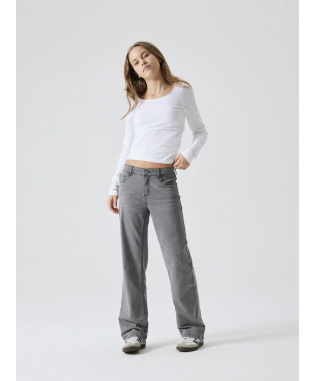 LMTD NLFTARIANNES DNM LW STRAIGHT PANT NOOS i grå denim til piger