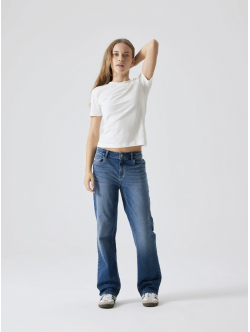 LMTD NLFTARIANNES DNM LW STRAIGHT PANT NOOS i mørkeblå denim til piger
