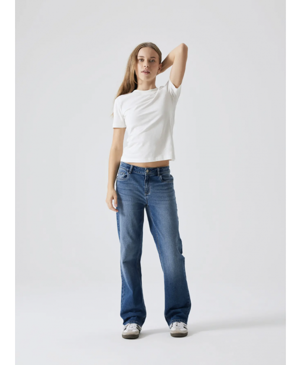 LMTD NLFTARIANNES DNM LW STRAIGHT PANT NOOS i mørkeblå denim til piger